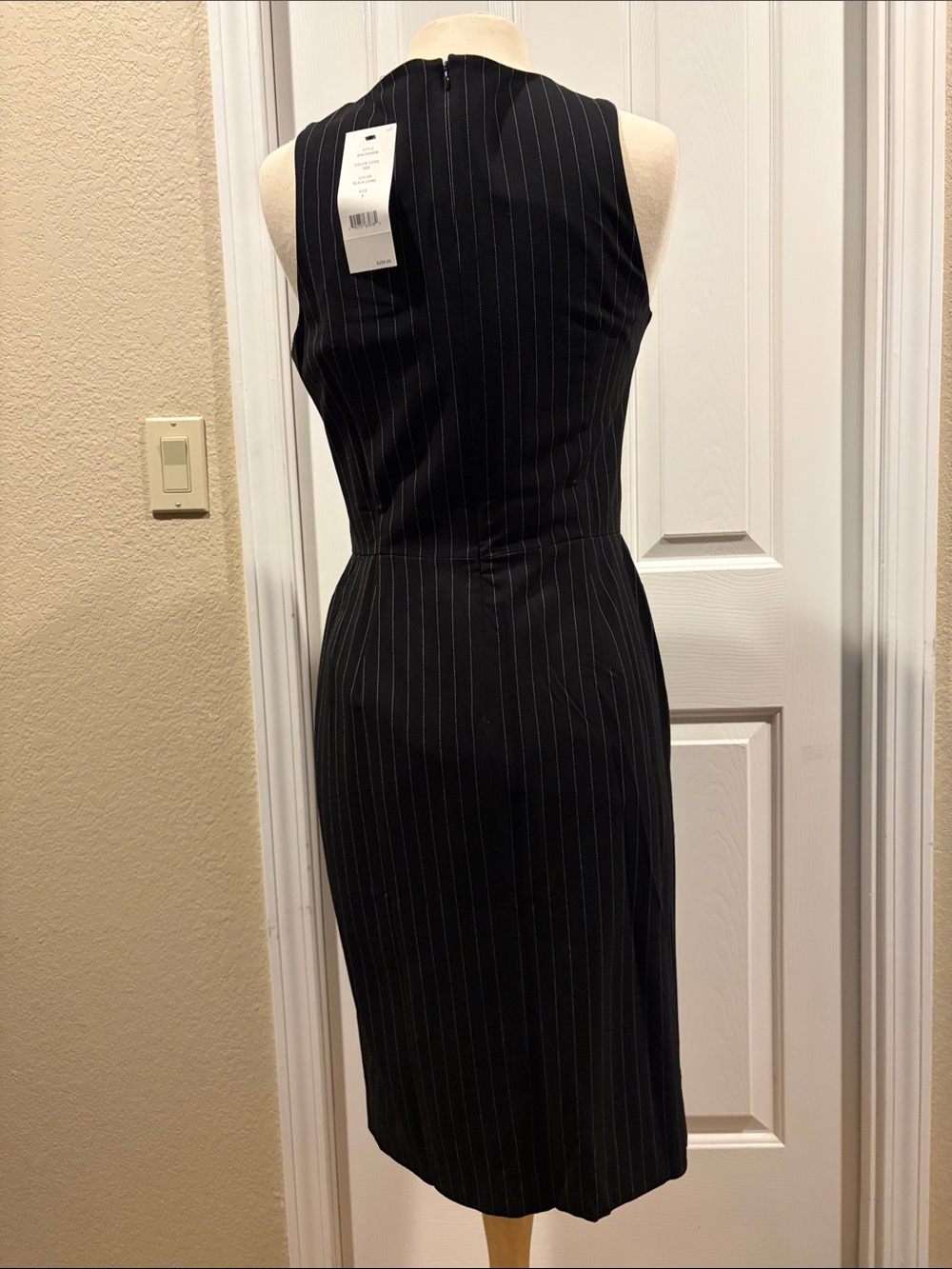 DKNY Black Pinstripe Midi Dress size 6 new with tags - Picture 8 of 10